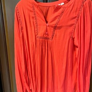 GAP Coral Blouse with Lace Detail